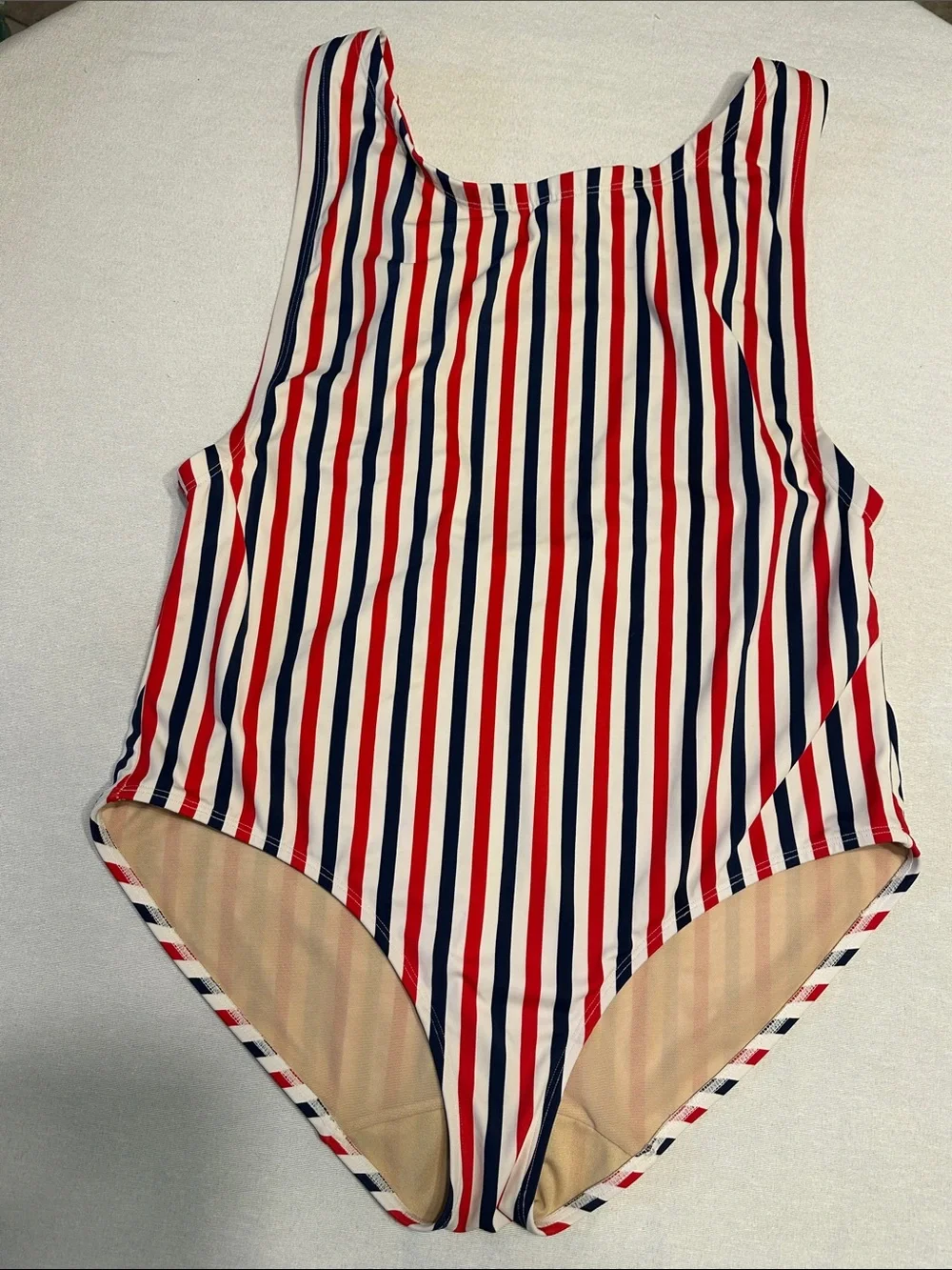 SWIM by Cacique Striped Bikini Top in Red, Navy & Beige